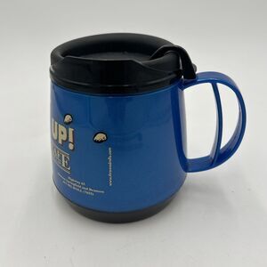 Lamberts Wide Bottom Coffee Cup Travel Mug 16 Oz Thermoserv Blue Thumb Closer